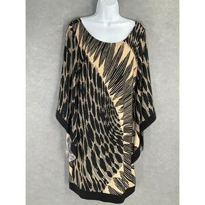 Bisou Bisou Michele Bohbot‎ Abstract Kaftan Dress Bell Sleeve Sz 8 Party Event